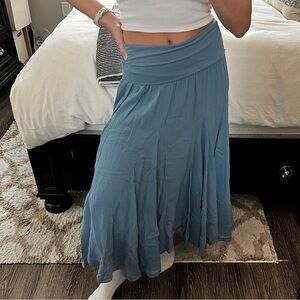 Foldover Waistline Midi Skirt